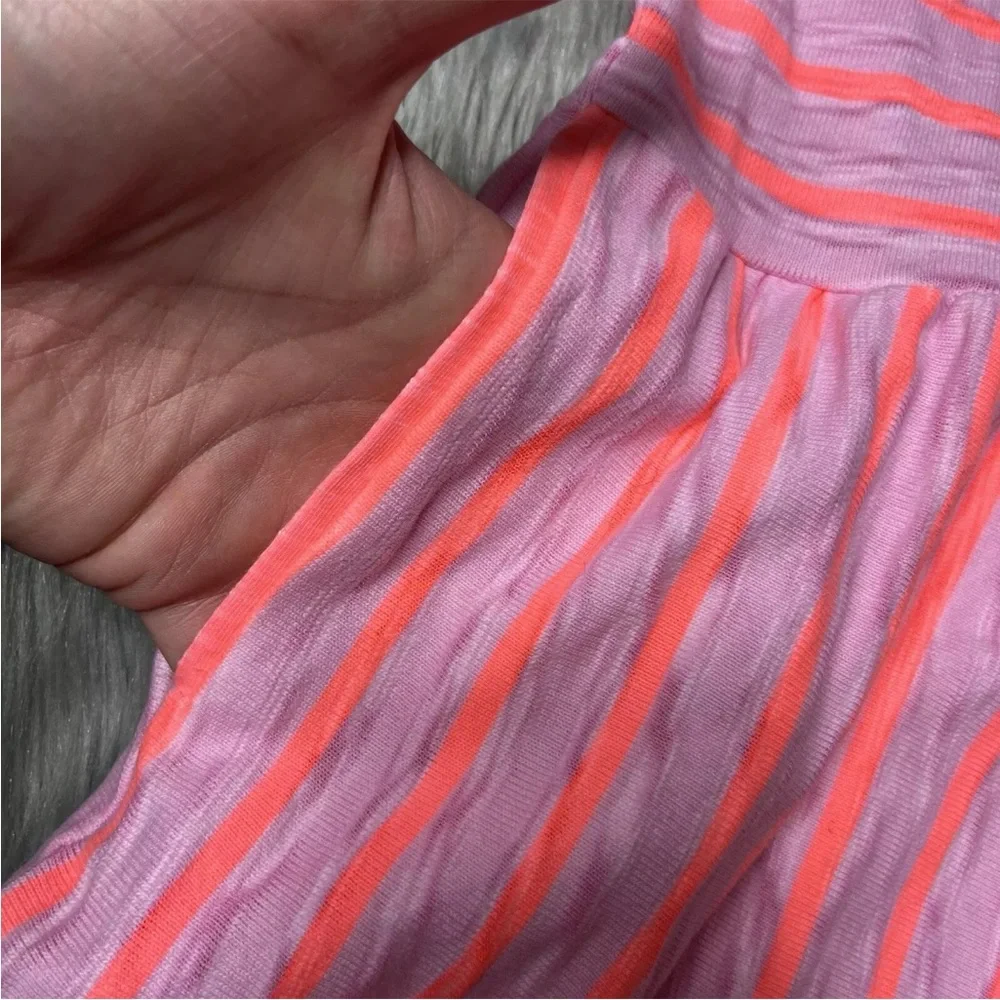 Cat & Jack Pink Neon Striped Dress Large 10/12
